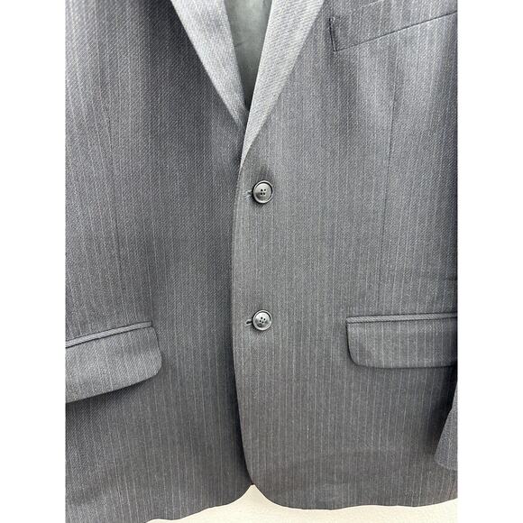 Cross & Winsor Mens Suit Coat 42R Gray Pinstripe Two Button Up Single Breasted - Picture 3 of 16